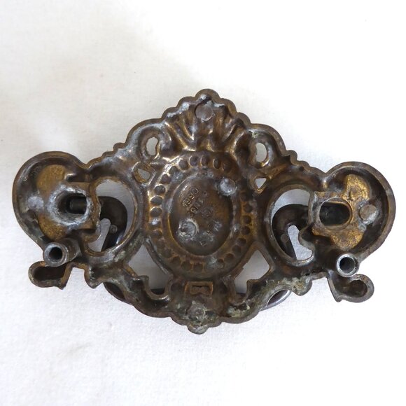VINTAGE DRAWER HANDLE PULL BRASS HARDWARE SET - Picture 10 of 15